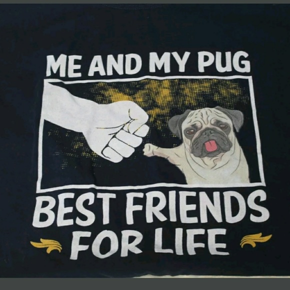 Fruit of the Loom Tops - Women's XL Navy Blue Me and My Pug Best Friends